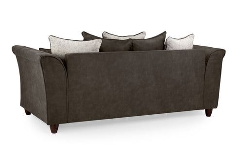 Laura Sofa Grey 3 Seater Back View